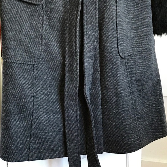 CITY CHIC Penny Lane Make Me Blush Coat Faux Fur Trim Black Gray Plus Size 14 - Picture 5 of 16